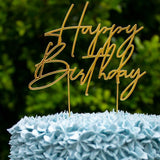 Load image into Gallery viewer, Gold Metal Happy Birthday Cake Topper
