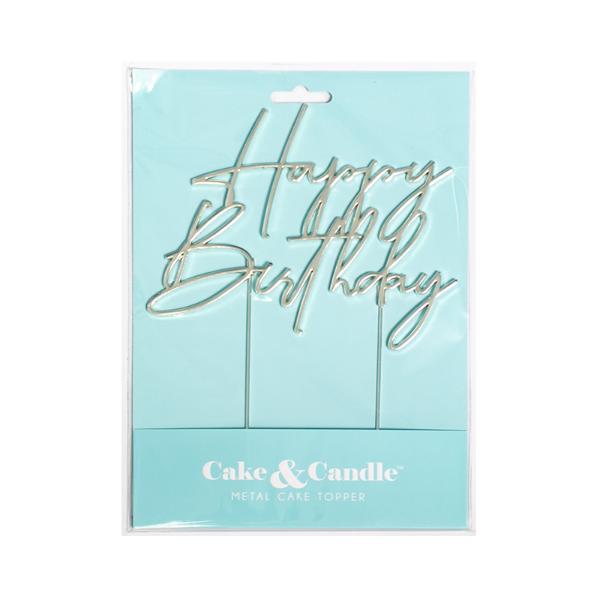 Silver Metal Birthday Cake Topper