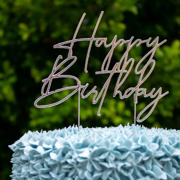 Silver Metal Birthday Cake Topper