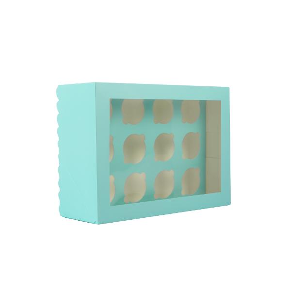 Pastel Blue 12 Holes Papyrus Scalloped Tall Cupcake Box