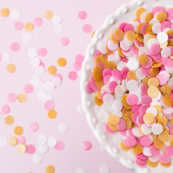 Sprinks White, Pink & Gold Wafer Decorations - 9g