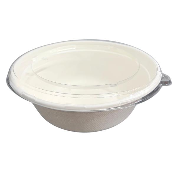 20 Pack Eco Friendly Zafpack Sugarcane Bowls With Pet Flat Lid - 1200ml