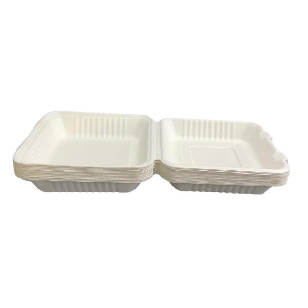 20 Pack Eco Friendly Zafpack Sugarcane Clamshell - 23.5cm x 23cm x 5cm