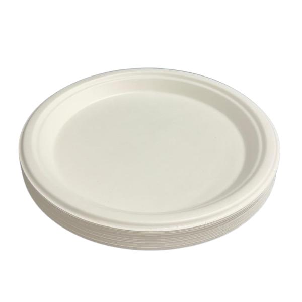 25 Pack Eco Friendly Zafpack Round Sugarcane Plates - 25.8cm