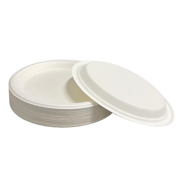 50 Pack Eco Friendly Zafpack Round Sugarcane Plates - 23cm