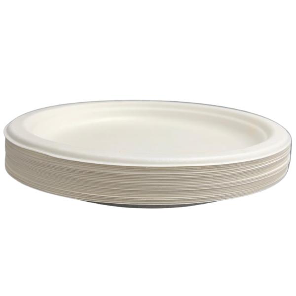 25 Pack Eco Friendly Zafpack Round Sugarcane Plates - 23cm