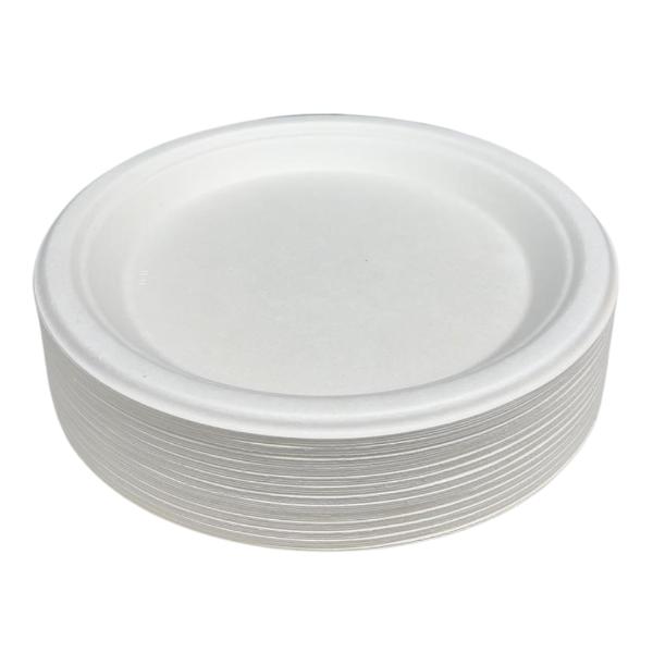 50 Pack Eco Friendly Zafpack Round Sugarcane Plates - 22.5cm