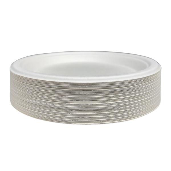 50 Pack Eco Friendly Zafpack Round Sugarcane Plates - 22.5cm