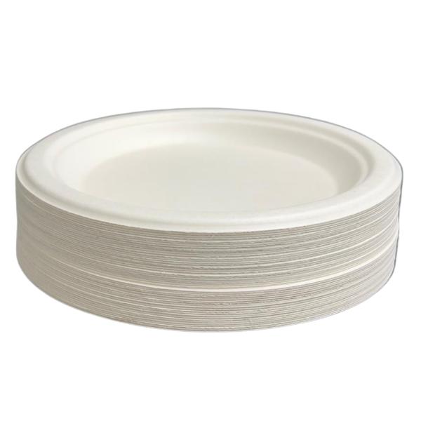 50 Pack Eco Friendly Zafpack Round Sugarcane Plates - 17.5cm