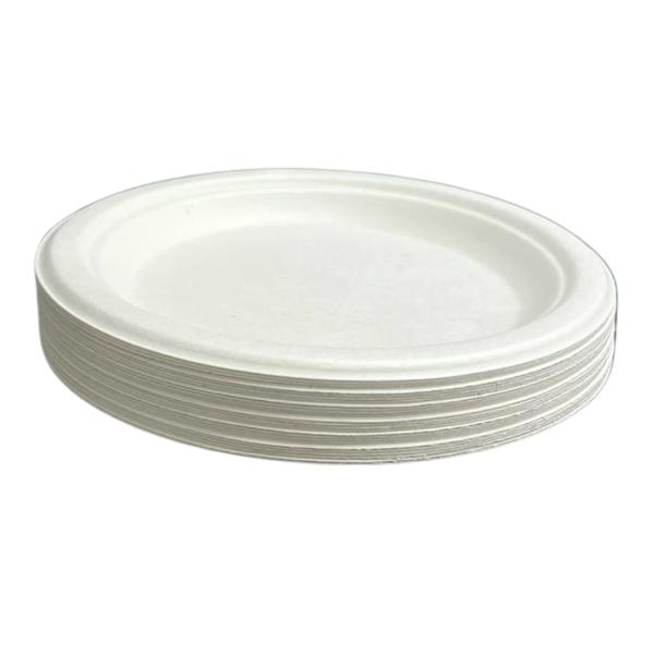 25 Pack Eco Friendly Zafpack Round Sugarcane Plates - 17.5cm