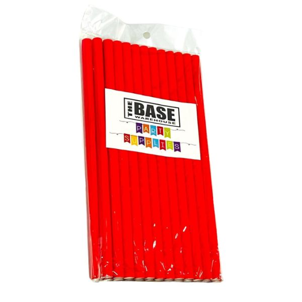 25 Pack Red Jumbo Paper Straw - 23cm
