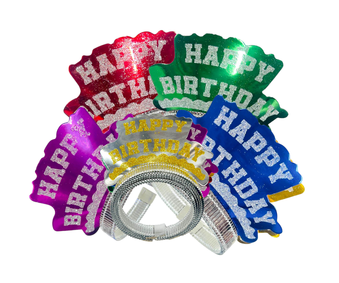 6 Pack Happy Birthday Party Headbands