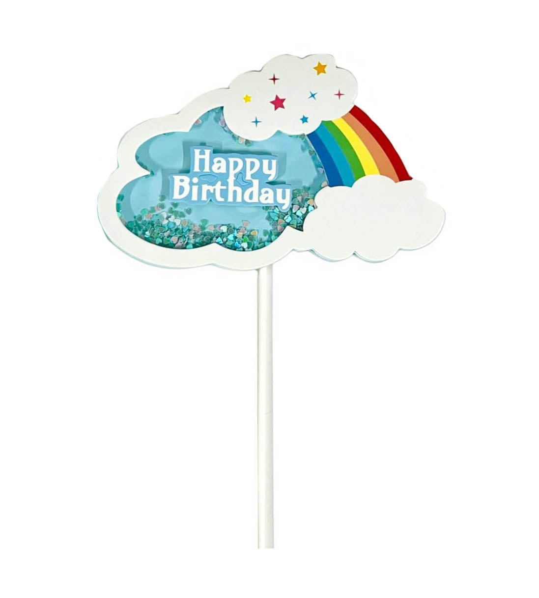 Rainbow Glitter Happy Birthday Cake Topper