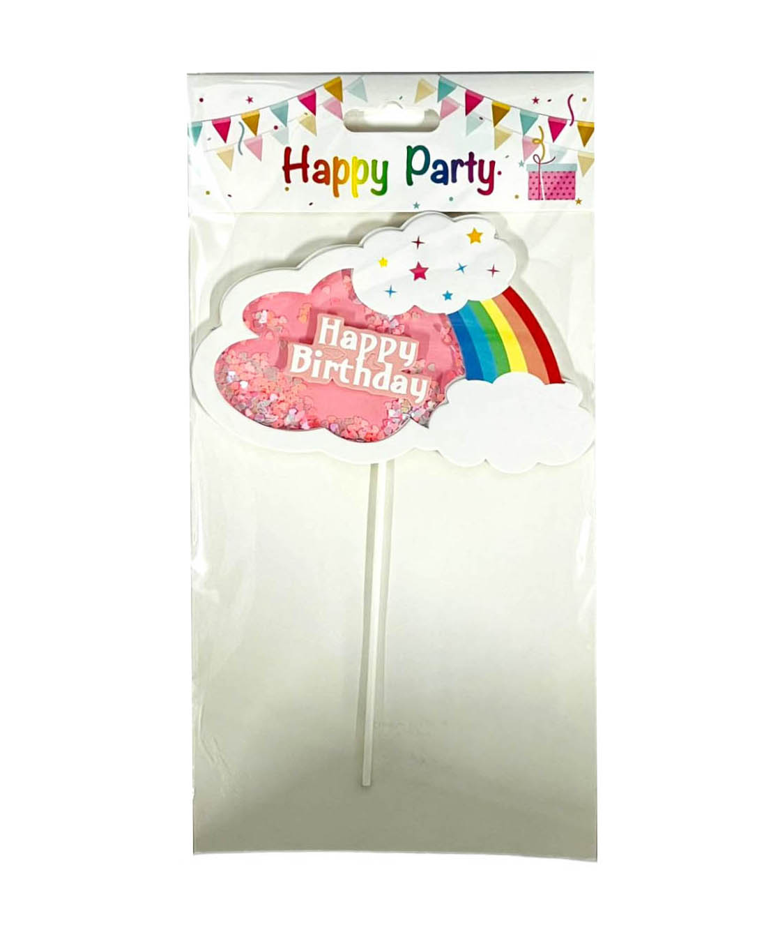 Rainbow Glitter Happy Birthday Cake Topper