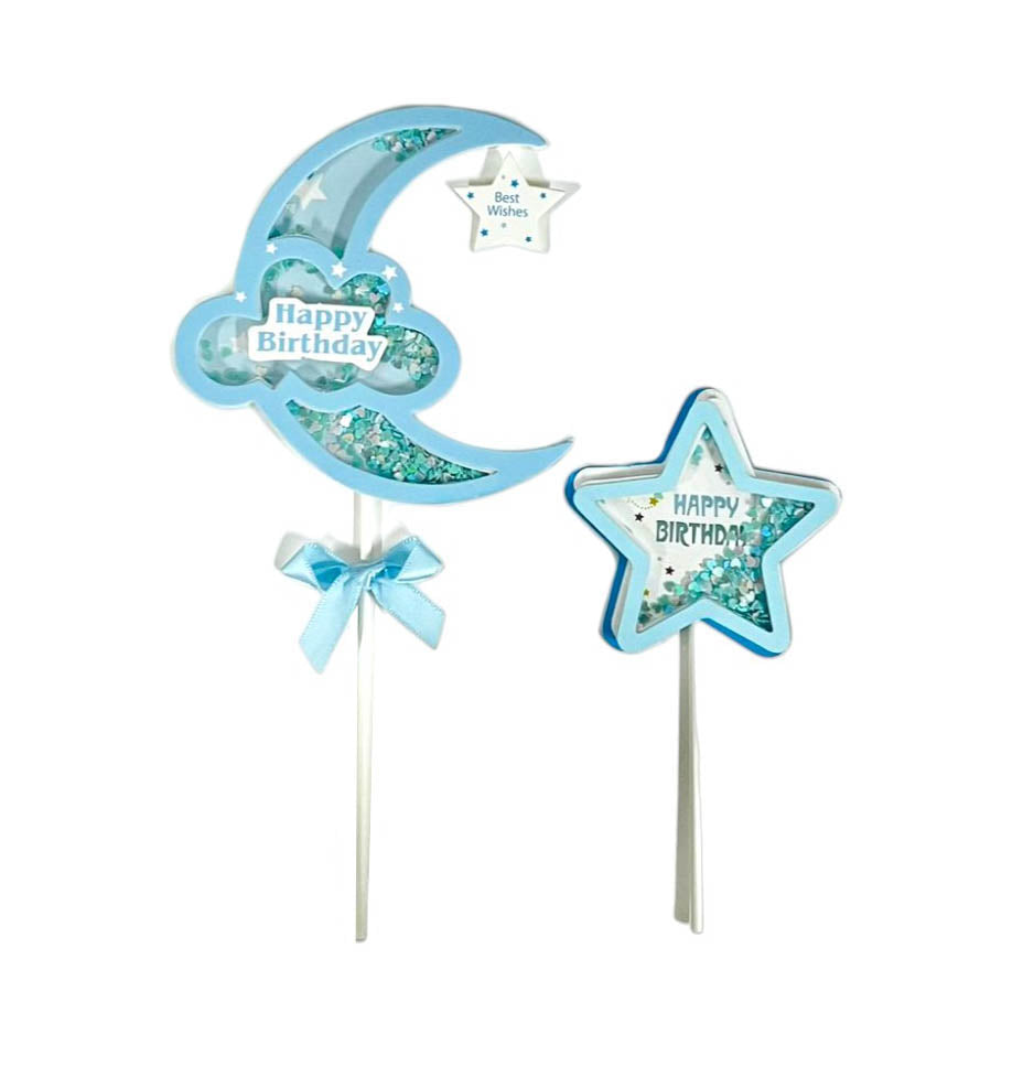 2 Pack Moon & Star Cake Topper