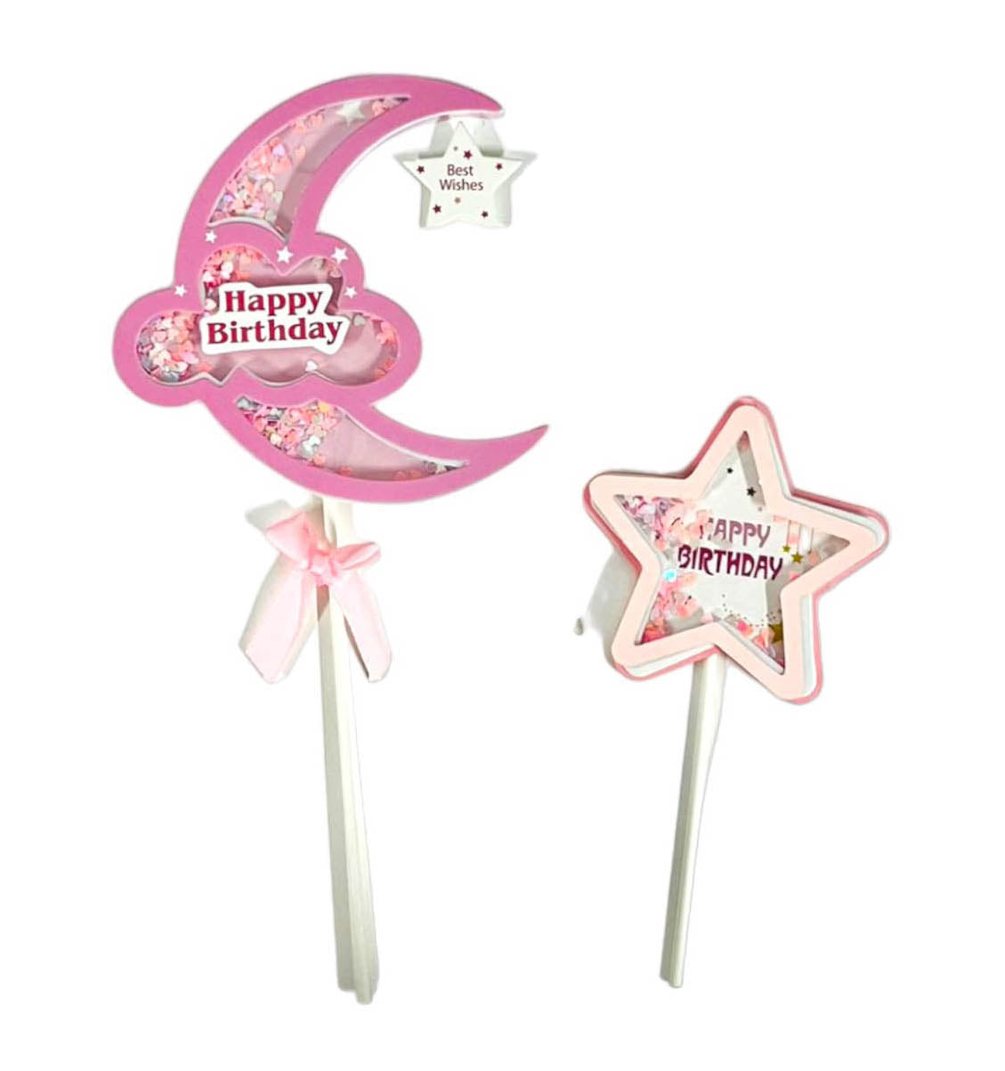 2 Pack Moon & Star Cake Topper