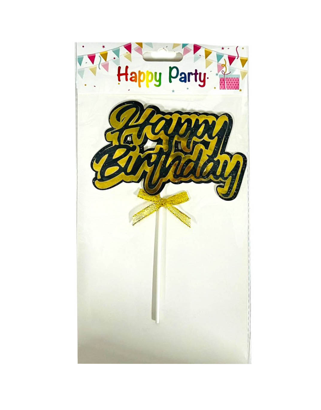Gold Or Black Happy Birthday Cake Topper
