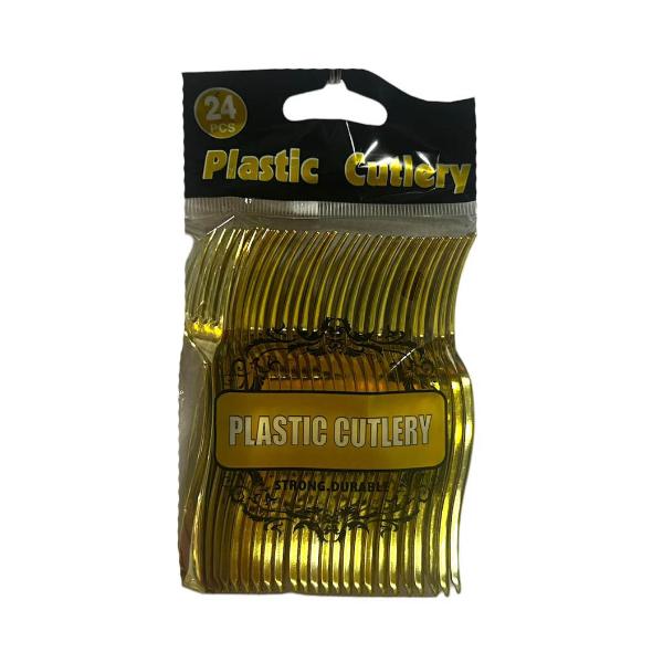 24 Pack Gold Mini Plastic Fork