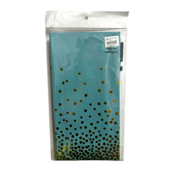 Blue Foil Table Cloth With Gold Dots - 137cm x 183cm