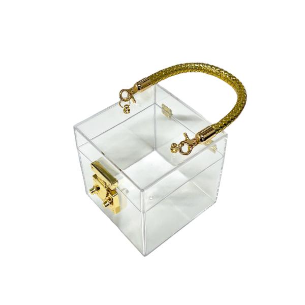 Small Acrylic Box With Gold Handle