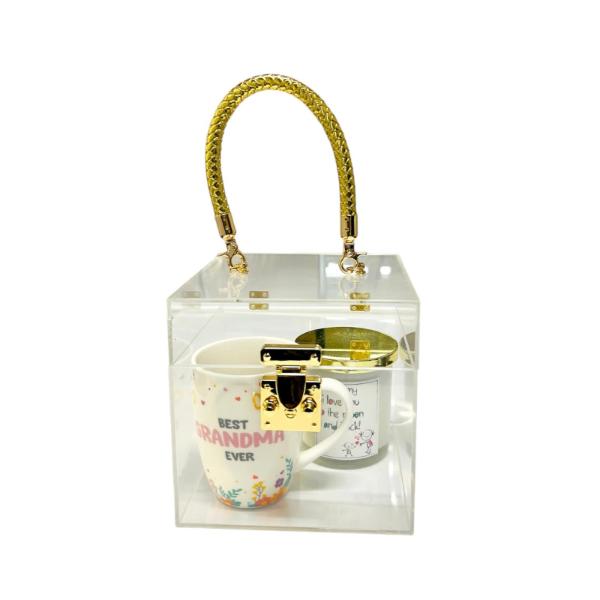 Large Acrylic Box With Gold Handle