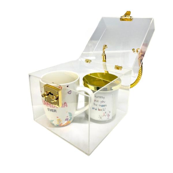 Large Acrylic Box With Gold Handle