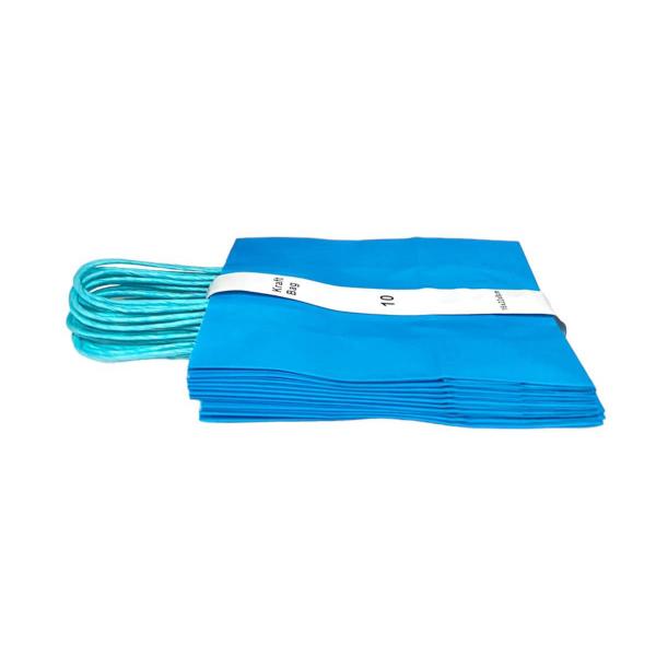 10 Pack Blue Kraft Bag 16cm x 22cm x 8cm