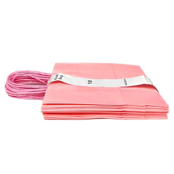 10 Pack Pink Kraft Bag - 16cm x 22cm x 8cm