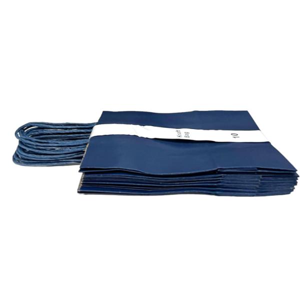 10 Pack Navy Blue Kraft Bag - 16cm x 22cm x 8cm