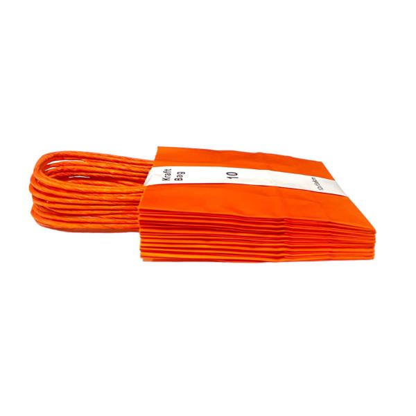 10 Pack Orange Kraft Bag - 12cm x 15cm x 6cm