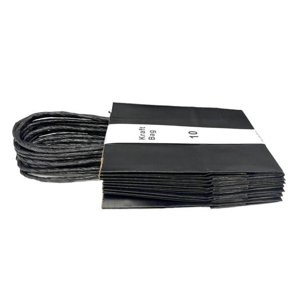 10 Pack Black Kraft Bag - 12cm x 15cm x 6cm