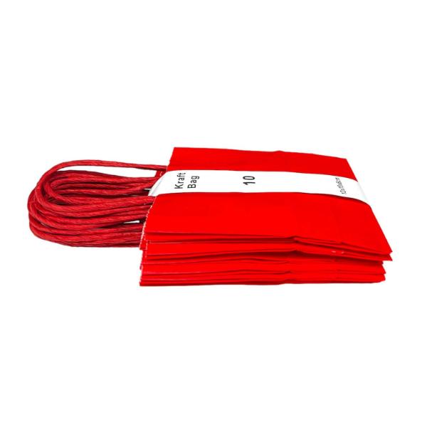 10 Pack Red Kraft Bag - 12cm x 15cm x 6cm