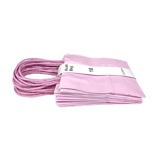 10 Pack Light Pink Kraft Bag - 12cm x 15cm x 6cm