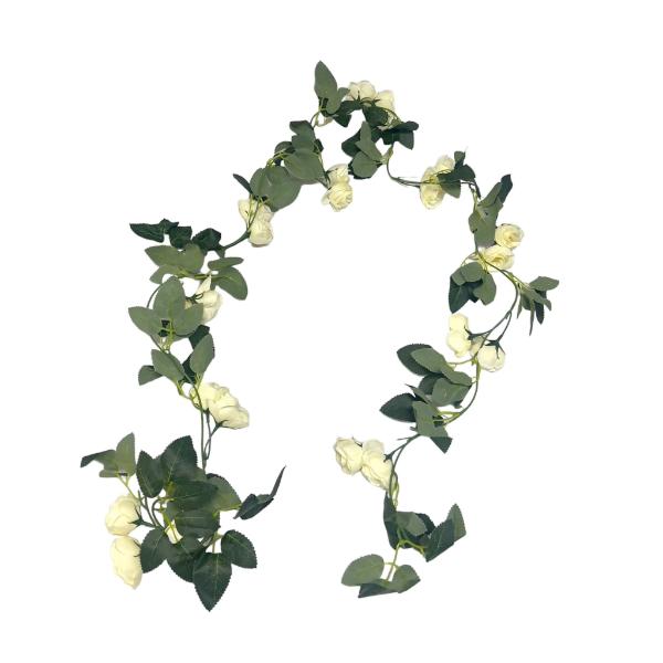 Green & White Rose Garland - 220cm