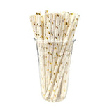 Load image into Gallery viewer, 50 Pack White Gold Foil Flamingo Straws
