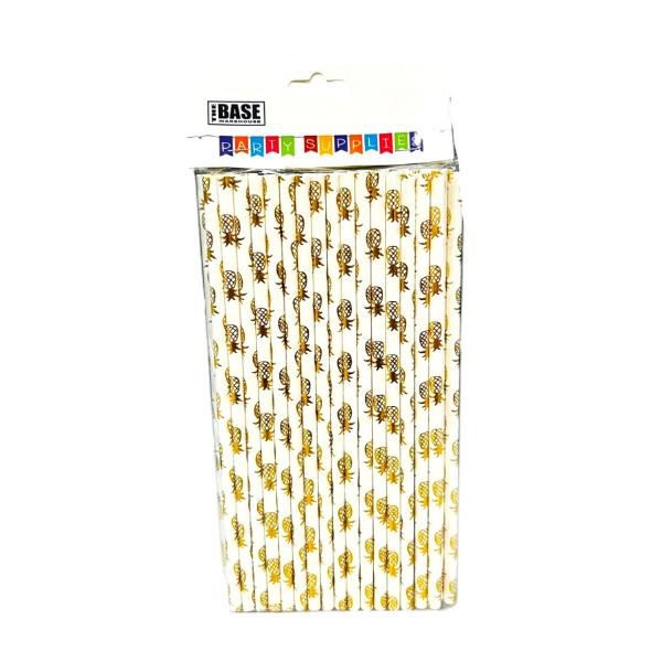 50 Pack Gold Pineapple Foil Straws