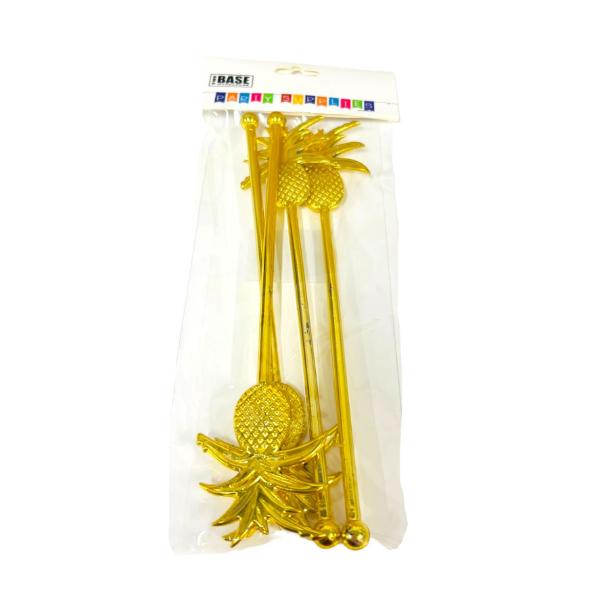 4 Pack Gold Pineapple Stirrer