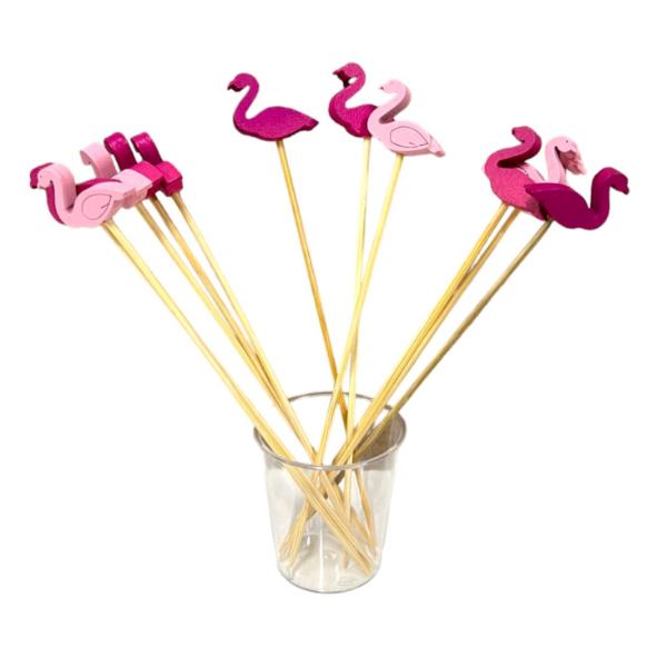 12 Pack Pink Flamingo Fruit Pick