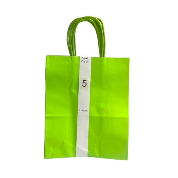 5 Pack Green Kraft Bag - 22cm x 28cm x 11cm