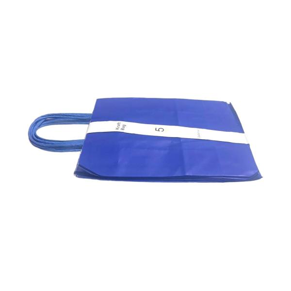 5 Pack Blue Kraft Bag - 22cm x 28cm x 11cm