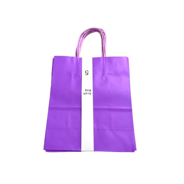 5 Pack Purple Kraft Bag - 22cm x 28cm x 11cm