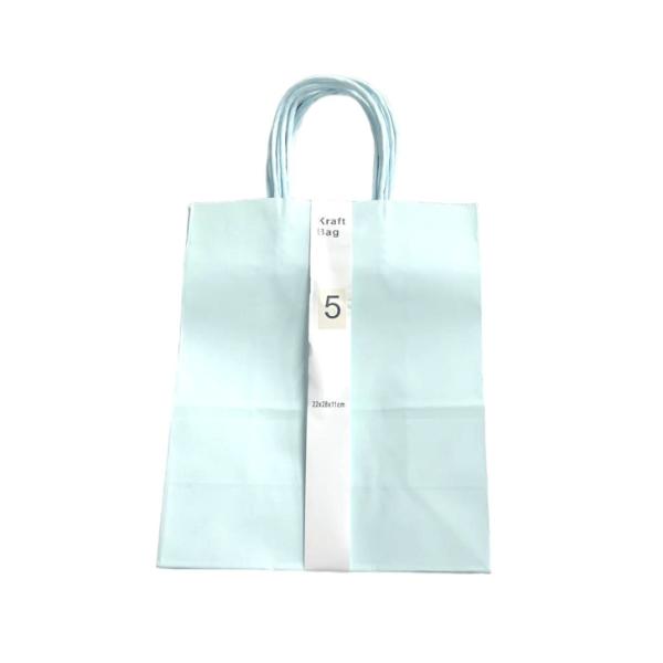 5 Pack Light Blue Kraft Bag - 22cm x 28cm x 11cm