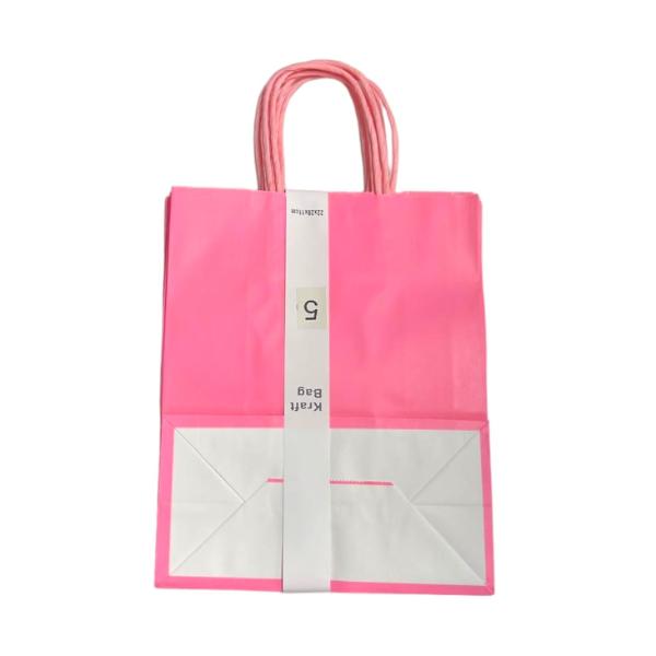 5 Pack Pink Kraft Bag - 22cm x 28cm x 11cm