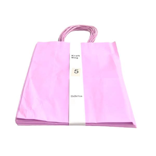 5 Pack Light Purple Kraft Bag - 22cm x 28cm x 11cm