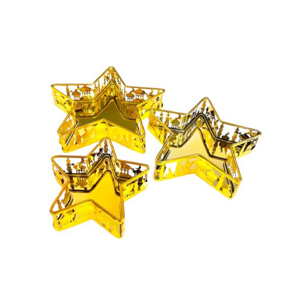 3 Set Of Ramadan Eid Gold Star Trays