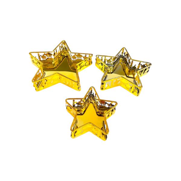 3 Set Of Ramadan Eid Gold Star Trays