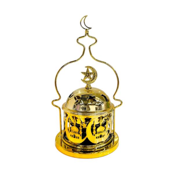 Ramadan Gold Incense Burner With Handle & Lid - 8cm x 20cm