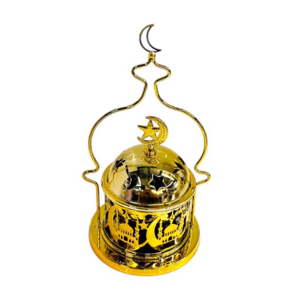 Ramadan Gold Incense Burner With Handle & Lid - 8cm x 20cm