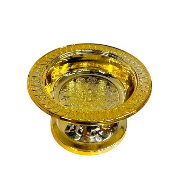 Ramadan Gold Accent Snack Bowl Stand With Moon Lid - 14.5cm x 19cm