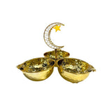 Load image into Gallery viewer, Ramadan &amp; Eid Gold Floral Design Tripple Bowl Serving Tray Stand
